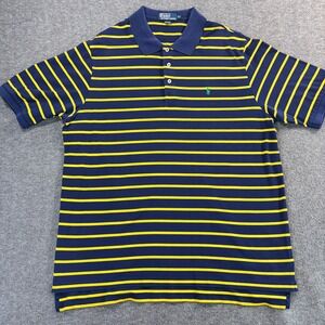 Polo Ralph Lauren Men's‎ XL Pima Cotton Striped Polo Shirt Blue Yellow Green